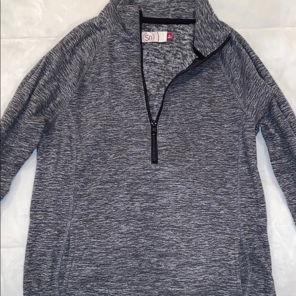 Gray quarter zip with pocket